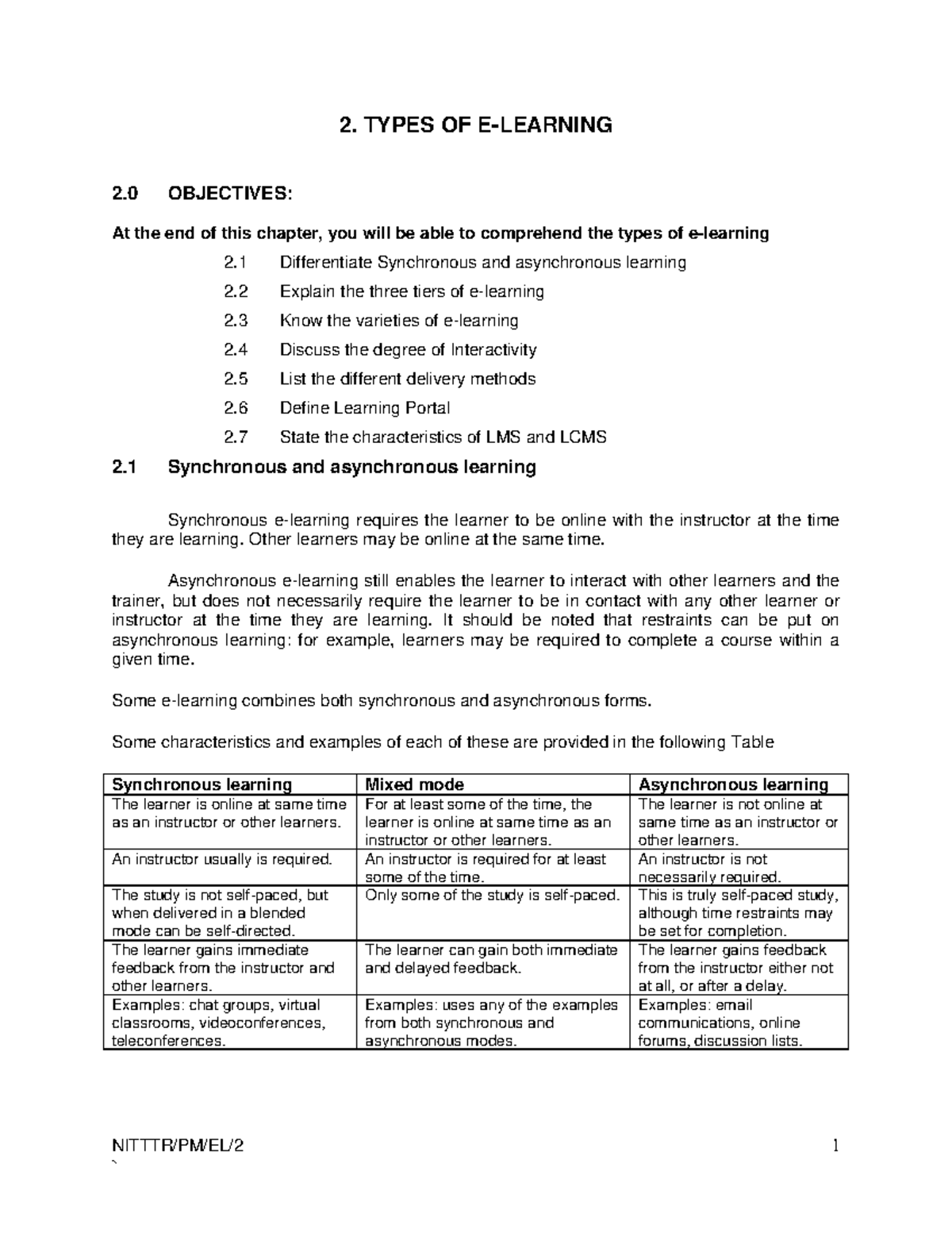 Types of e learning - 2. TYPES OF E-LEARNING 2 OBJECTIVES: At the end ...