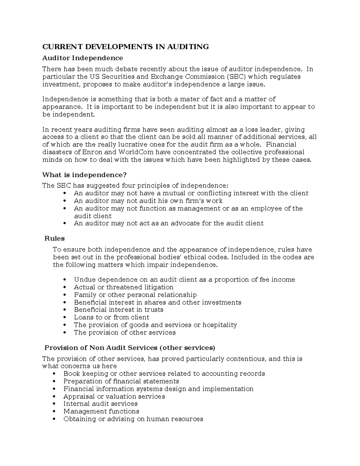 Lesson 10; Current Developments IN Auditing - CURRENT DEVELOPMENTS IN ...