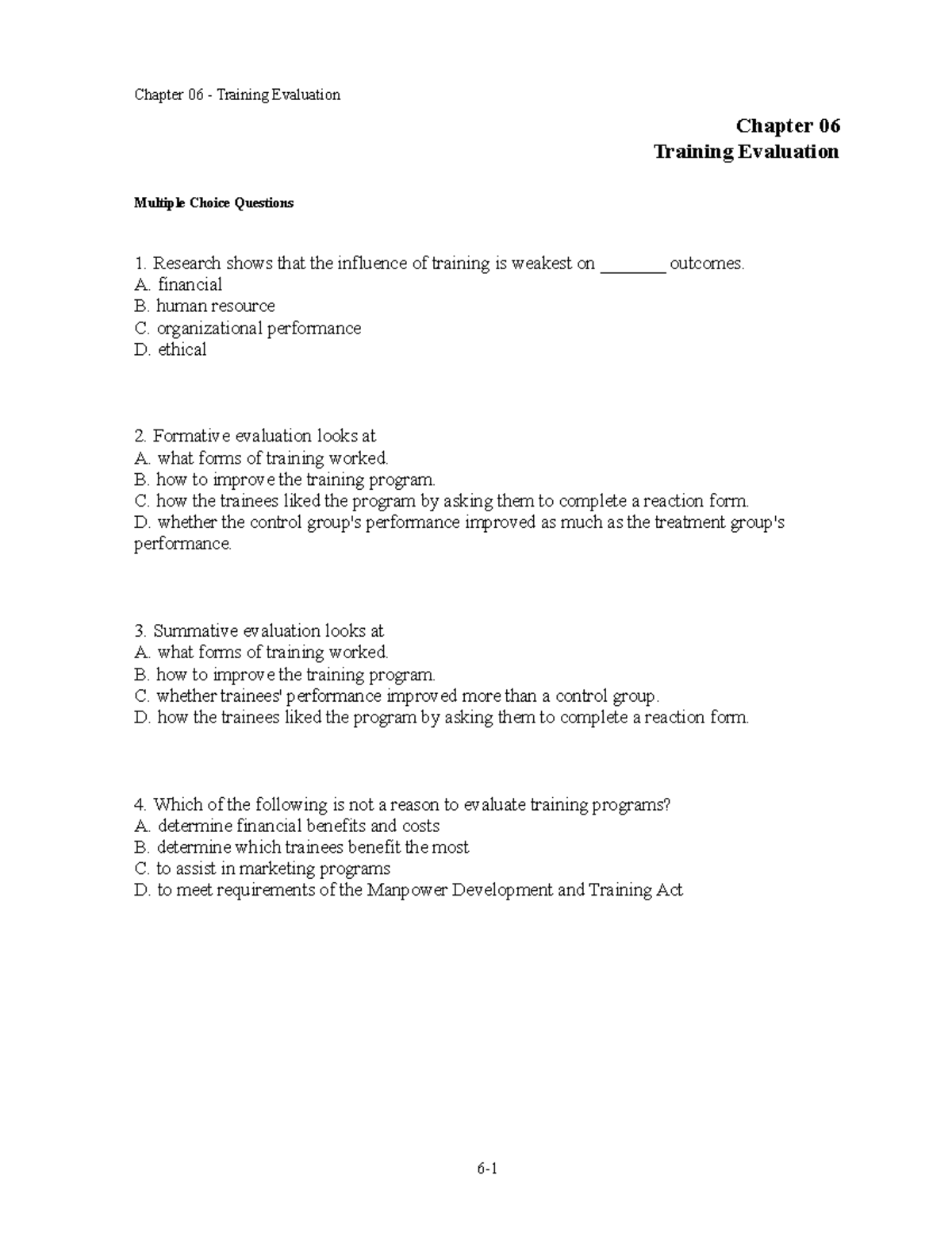 Exam 3 March 2017, questions and answers - Chapter 06 - Training ...