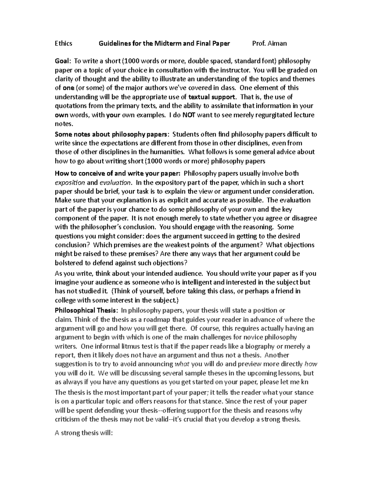 Ethics paper assignment with examples Ethics Guidelines for the