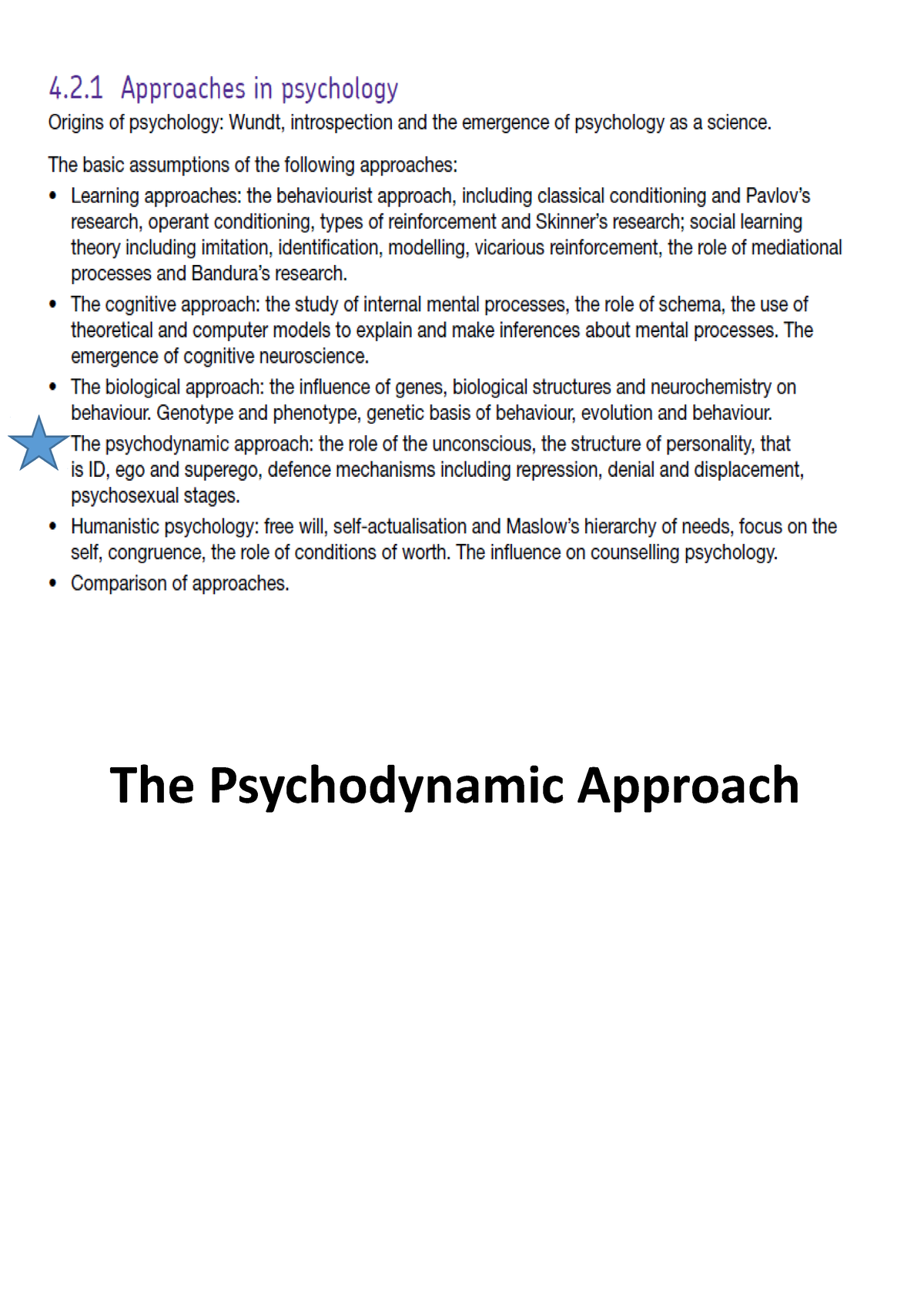 psychodynamic approach essay questions