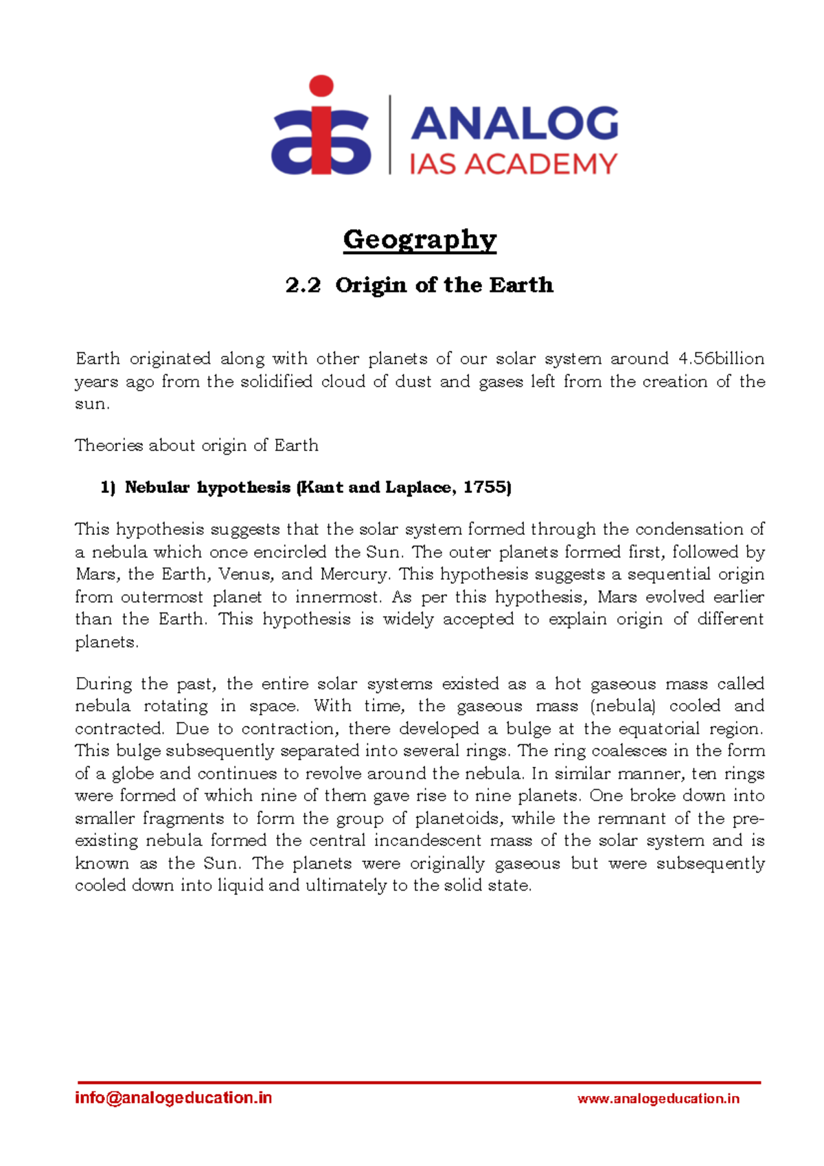 D24 Geography 022 Origin of the Earth Geography 2 Origin of the