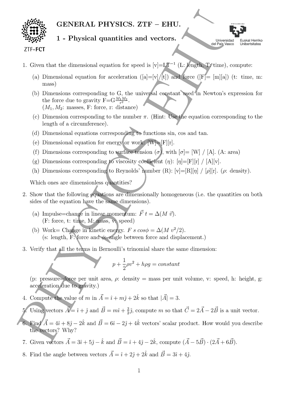 01-exercises-vectors - PHYSICS EHU GENERAL PHYSICS. ZTF – EHU. 1 ...