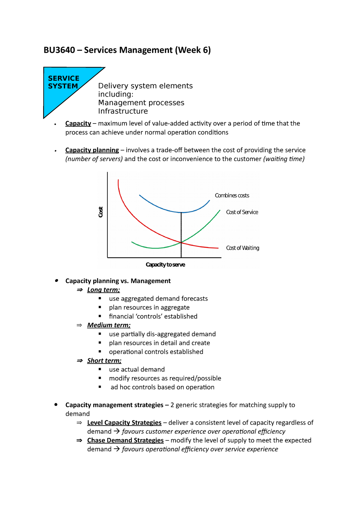 Bu3640 Services Management Week 6 Bu3640 Services Management Week Service System Delivery System Elements Including Management Processes Infrastructure Studocu