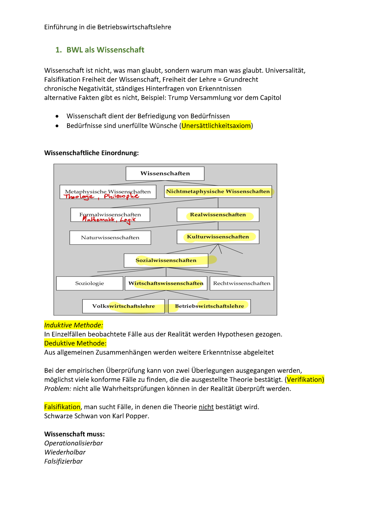 Allgemeine Übersicht Einführung In Die Betriebswirtschaftlehre - 1. BWL ...