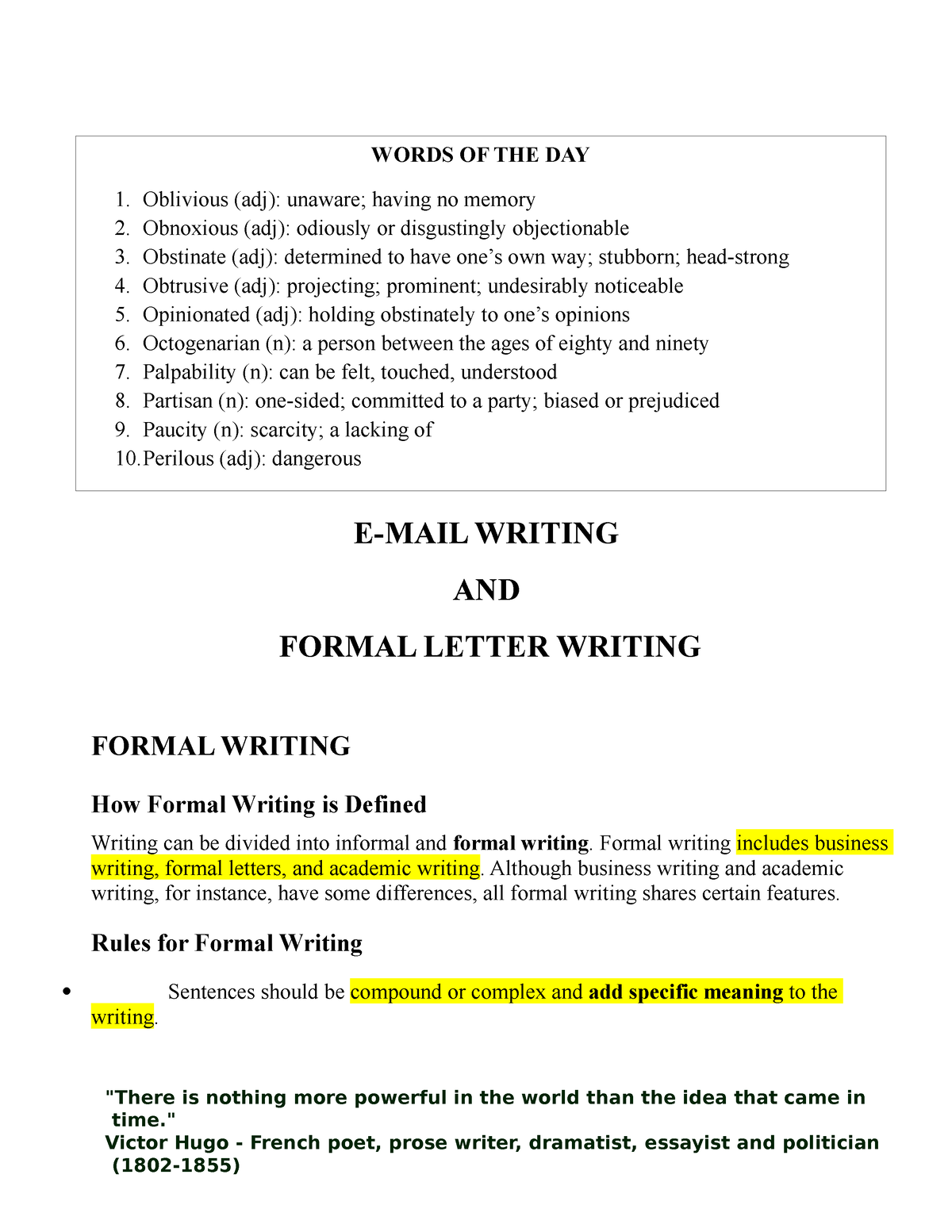 formal writing meaning