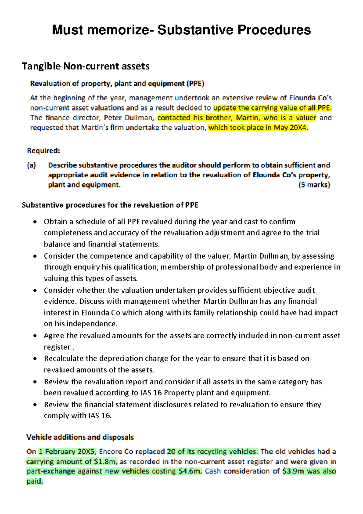 Substantive Procedures to Memorize - Must memorize- Substantive ...