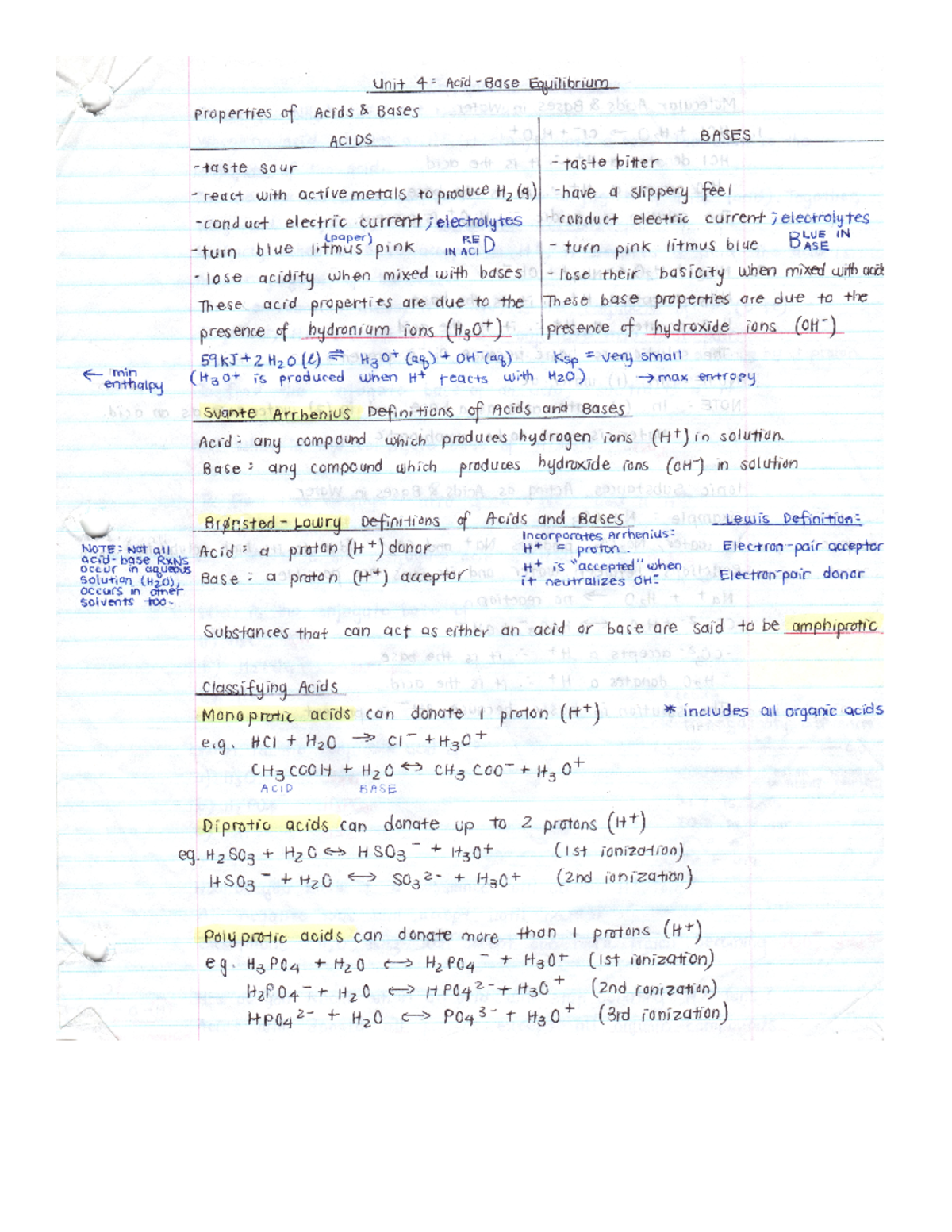 1 intro properties of acids and bases - CHE 112 - Studocu