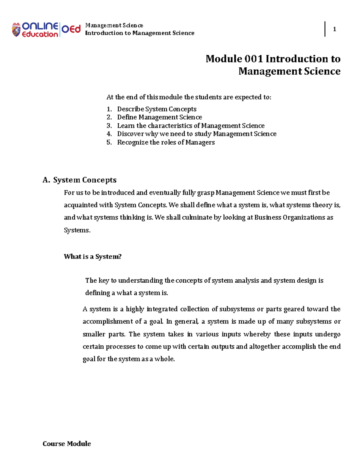 Module 001 - Lecture Notes 1 - Management Science Introduction To ...