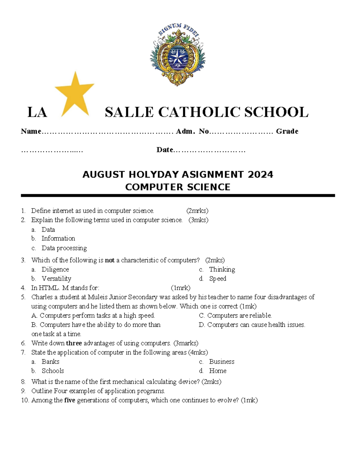 Computer-science-August holiday-asignment - Name