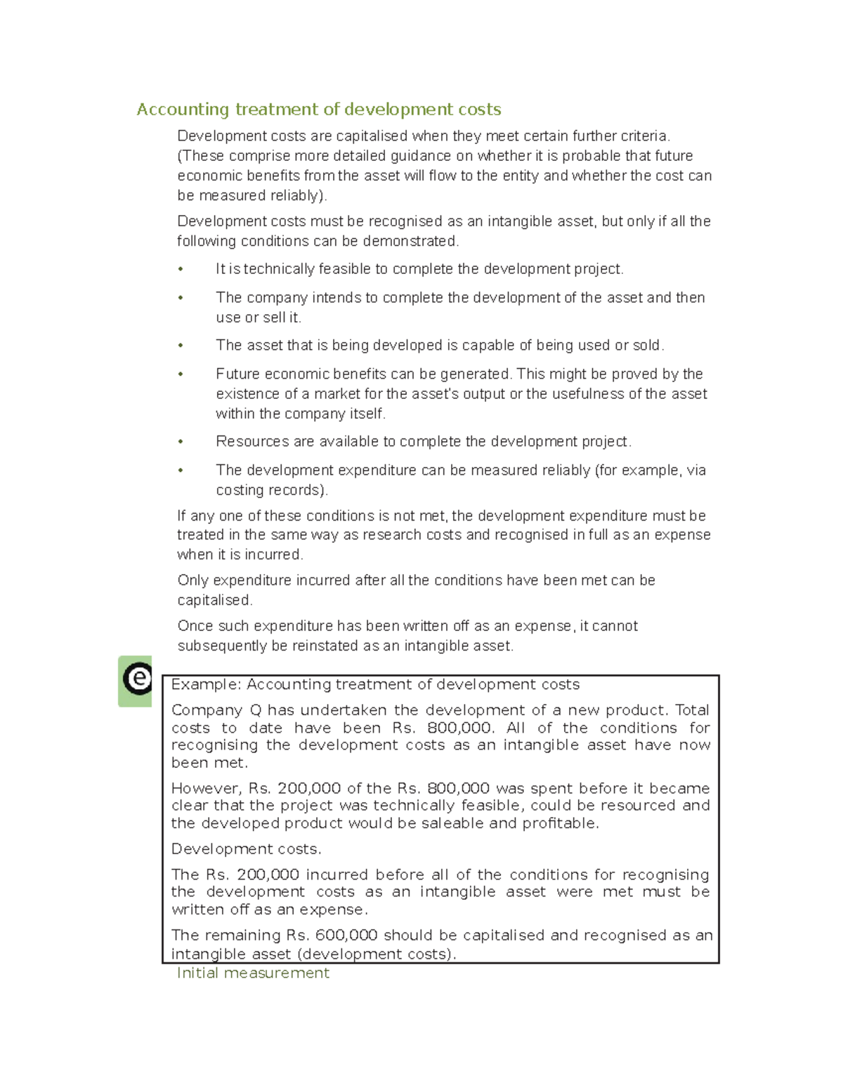 Accounting treatment of development costs - Accounting treatment of ...