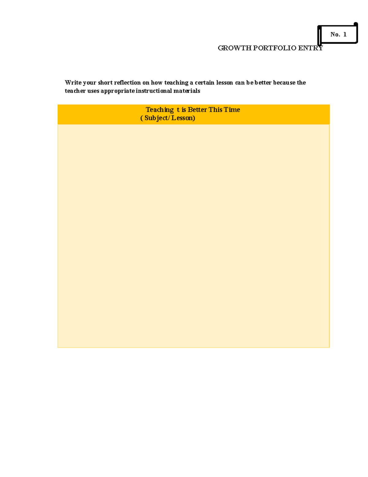 Growth Portfolio Entry 1 16B GROWTH PORTFOLIO ENTRY Write your short