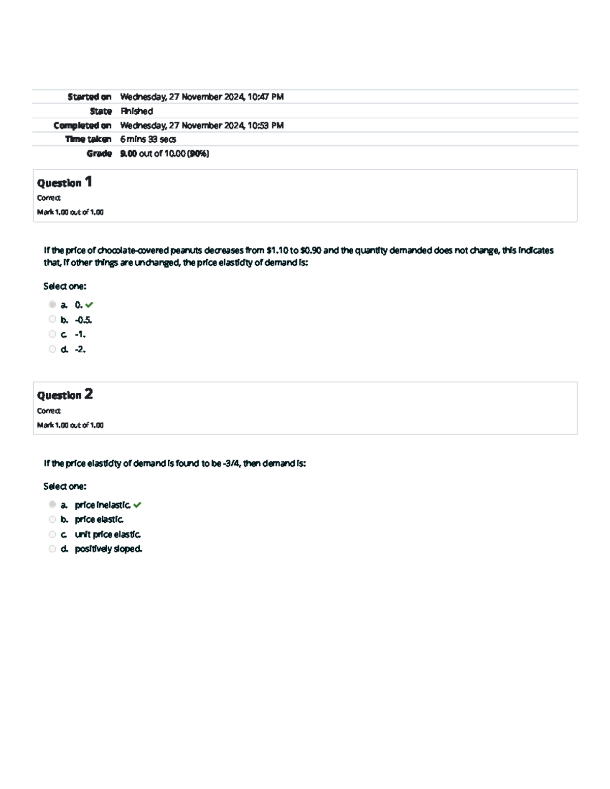 ECON 1580 Self-Quiz Unit 2 - Chapter 5 Attempt review Home 9 OVER 10 ...