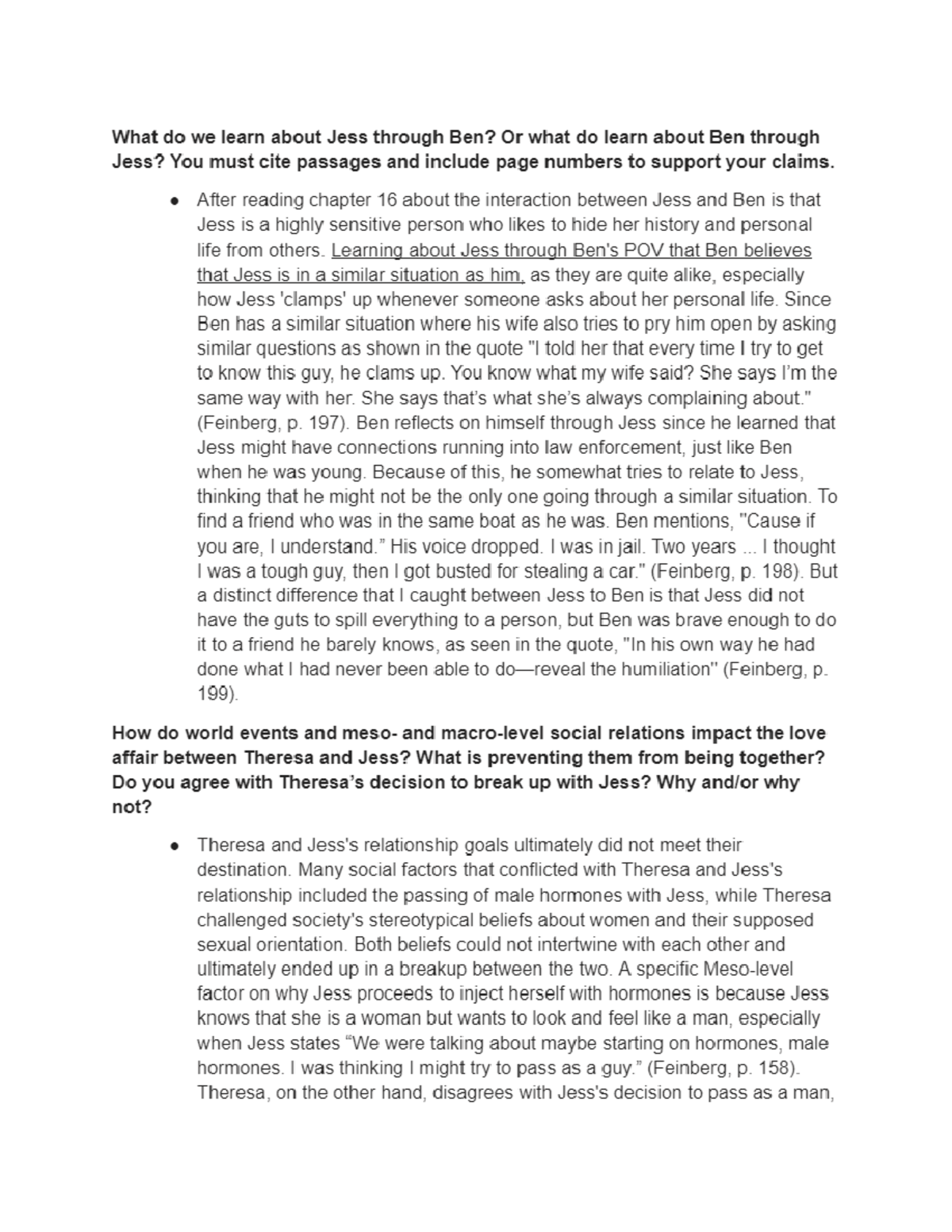 Discussion Stone Butch Blues (Chapters 12 - 26)(version 13) - Google ...