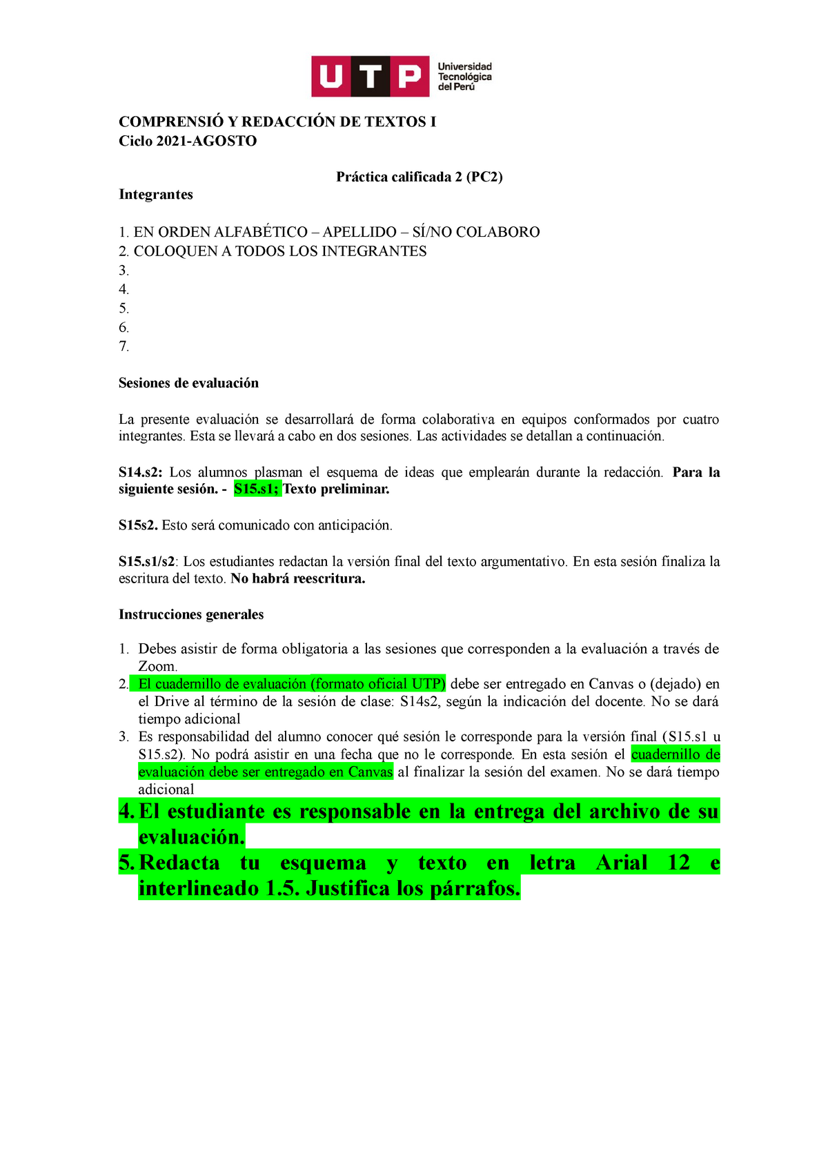 S14s2 Y S15 Práctica Calificada 2 Formato Oficial Utp 2021 Agosto 1 ComprensiÓ Y 3696