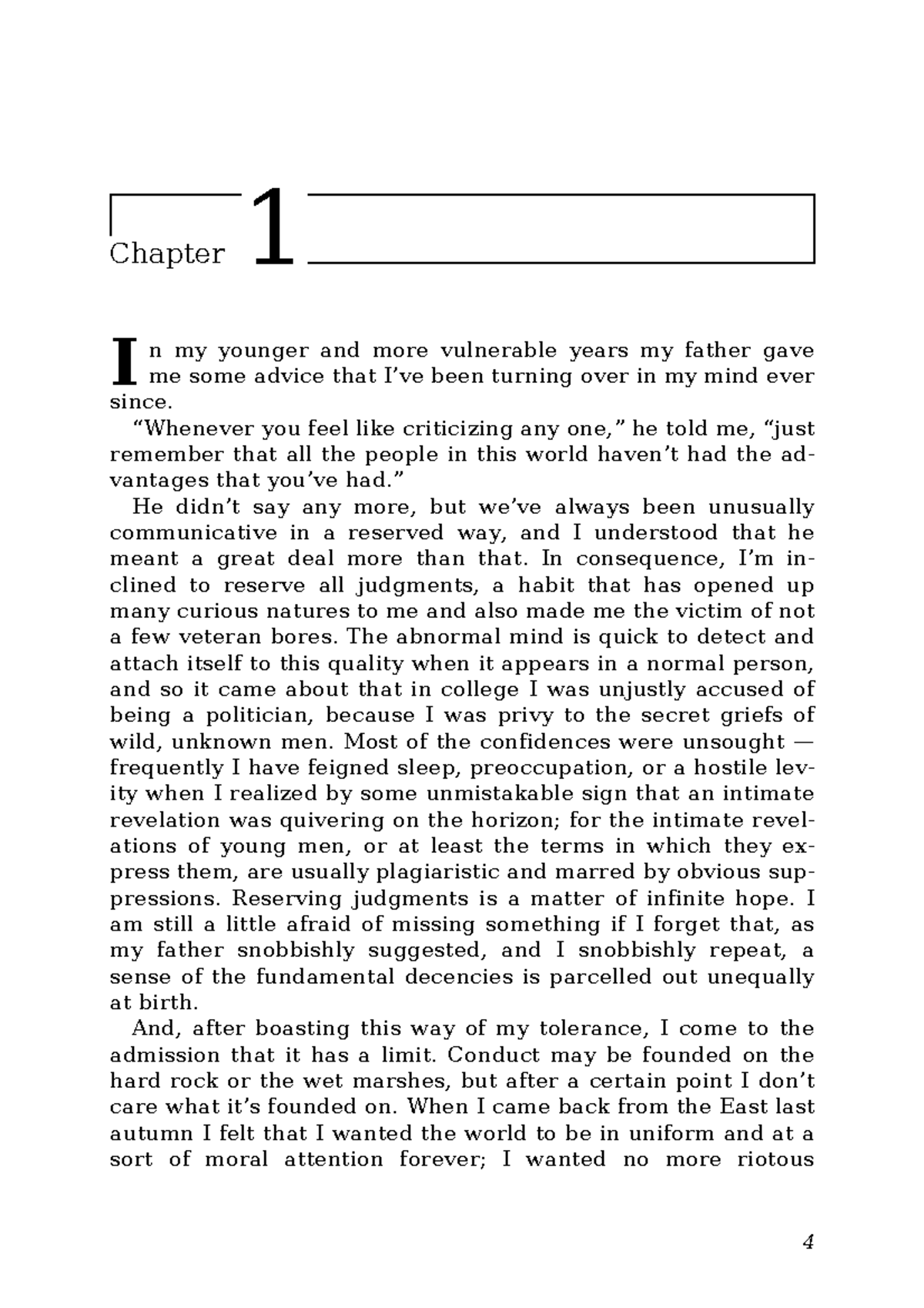 Gatsby+Chapter+1 - Chapter 1 I n my younger and more vulnerable years ...