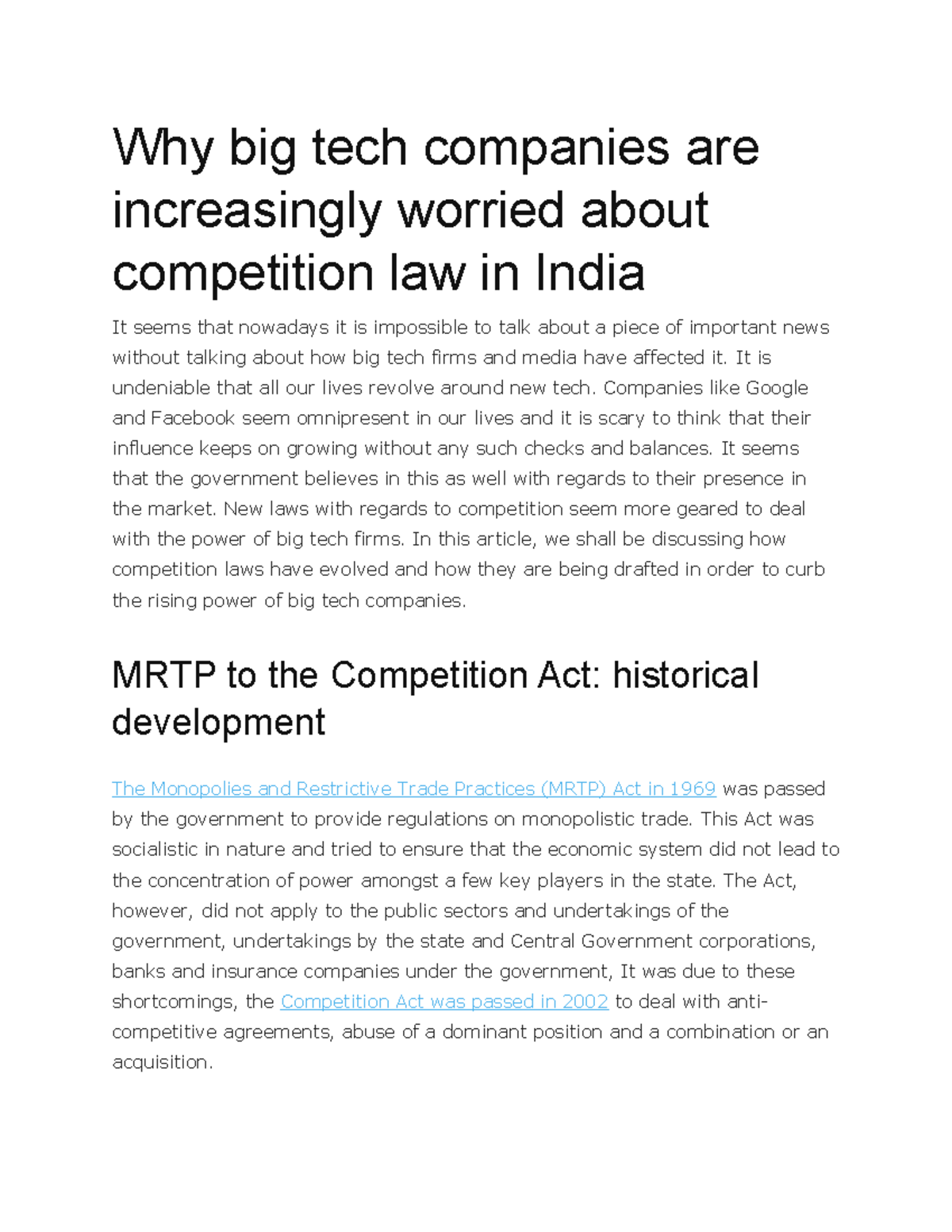 Why Big Tech Companies Are Increasingly Worried About Competition Law