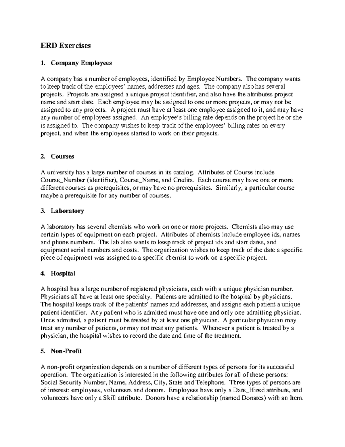 1 ERD Design - i love it so much - ERD Exercises Company Employees A ...