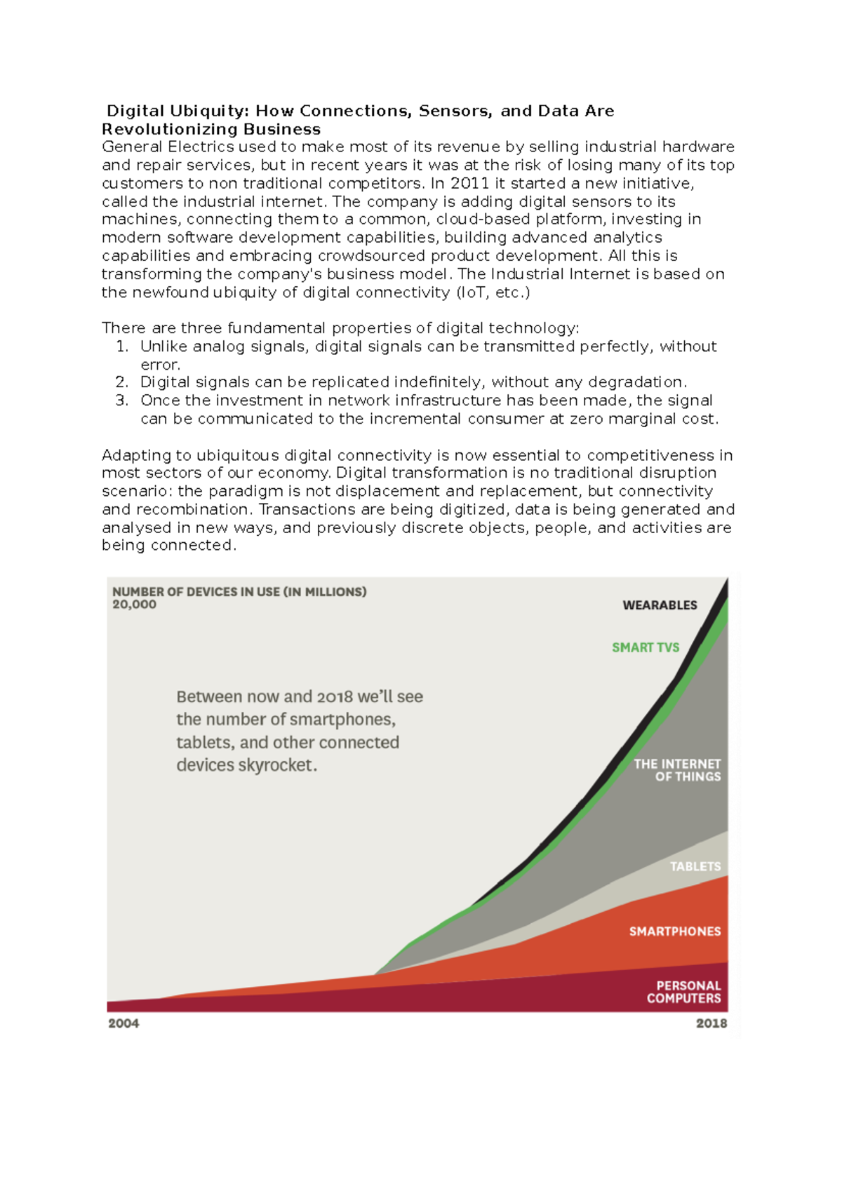 Digital ubiquity summary Digital Ubiquity How Connections, Sensors
