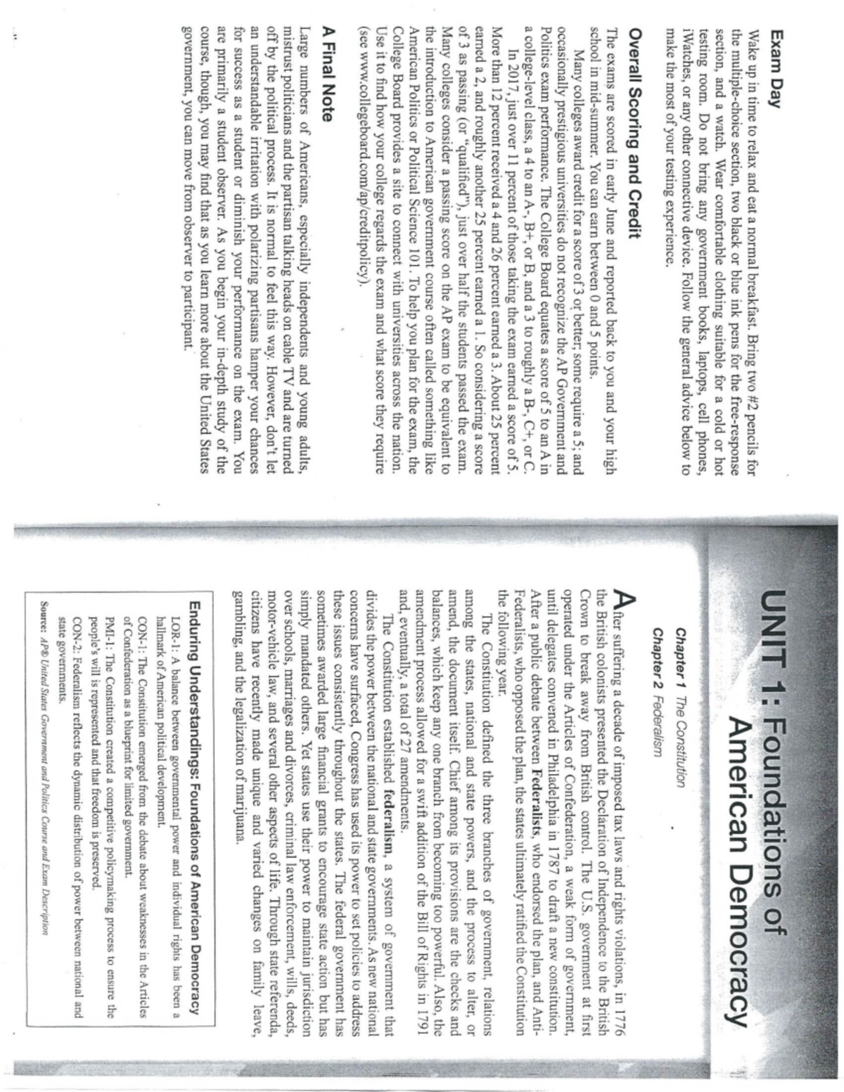 Summer Assignment- CH 1 Amsco Reading - Exam Day UNIT 1: Foundations of ...