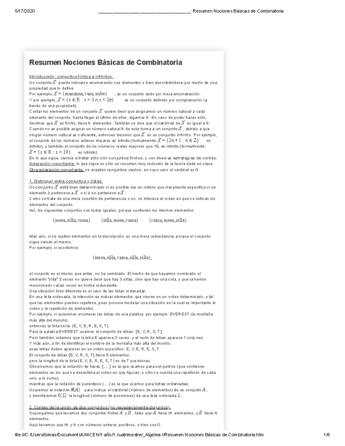 Resumen Nociones Básicas De Combinatoria - Resumen Nociones Básicas De ...