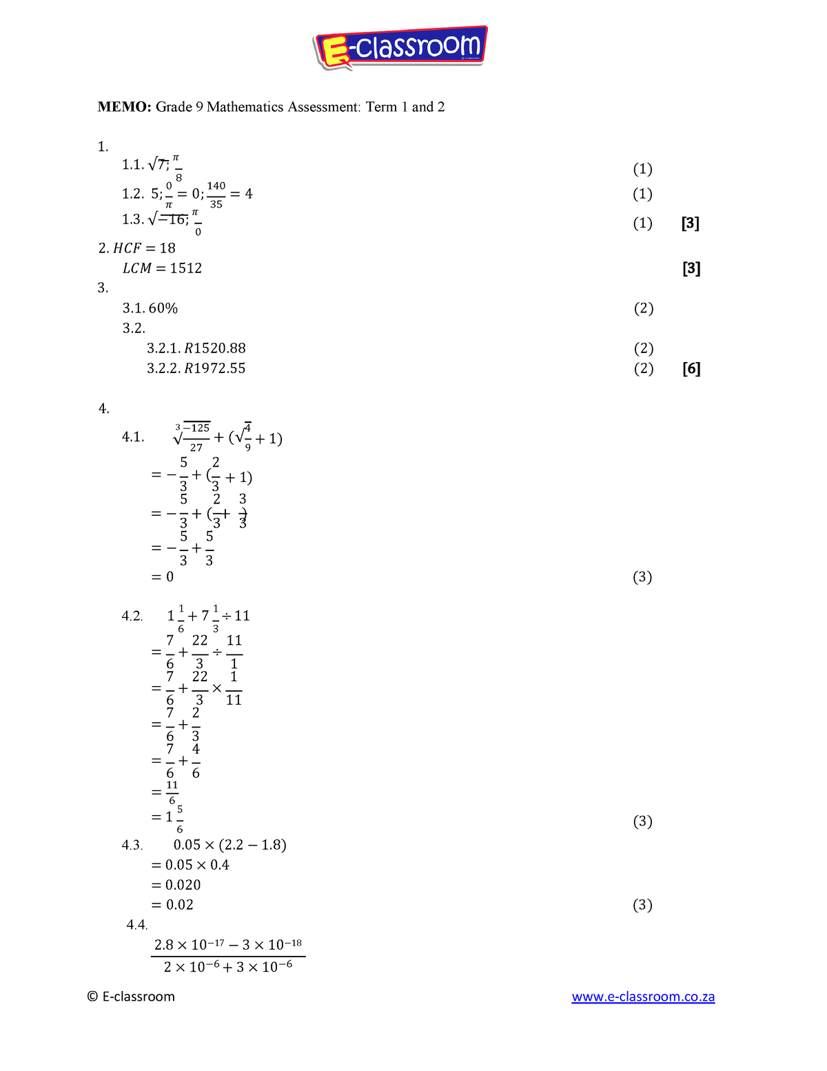 grade 9 maths assignment term 2 memorandum 2021