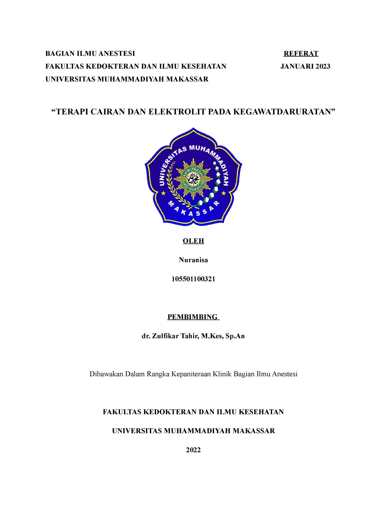 Referat Terapi Cairan Dan Elektrolit Pada Kegawatdaruratan - BAGIAN ...