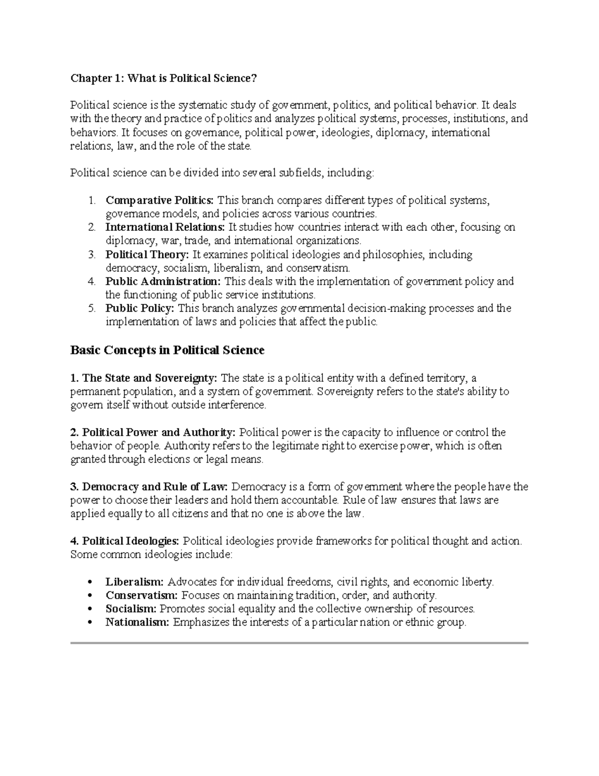 Chapter 1 of Political Science - Chapter 1: What is Political Science ...