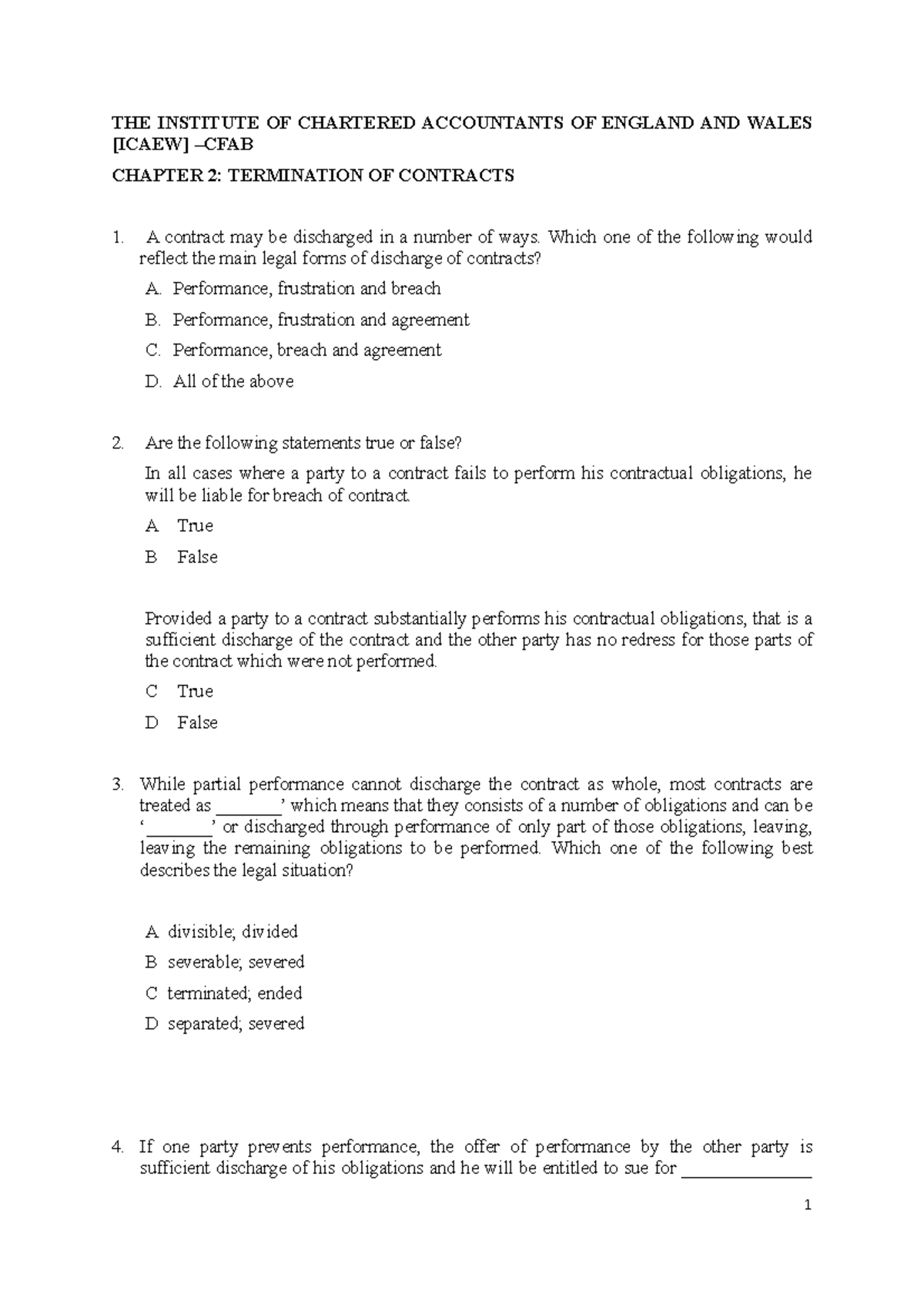 Sample/practice Exam - THE INSTITUTE OF CHARTERED ACCOUNTANTS OF ...