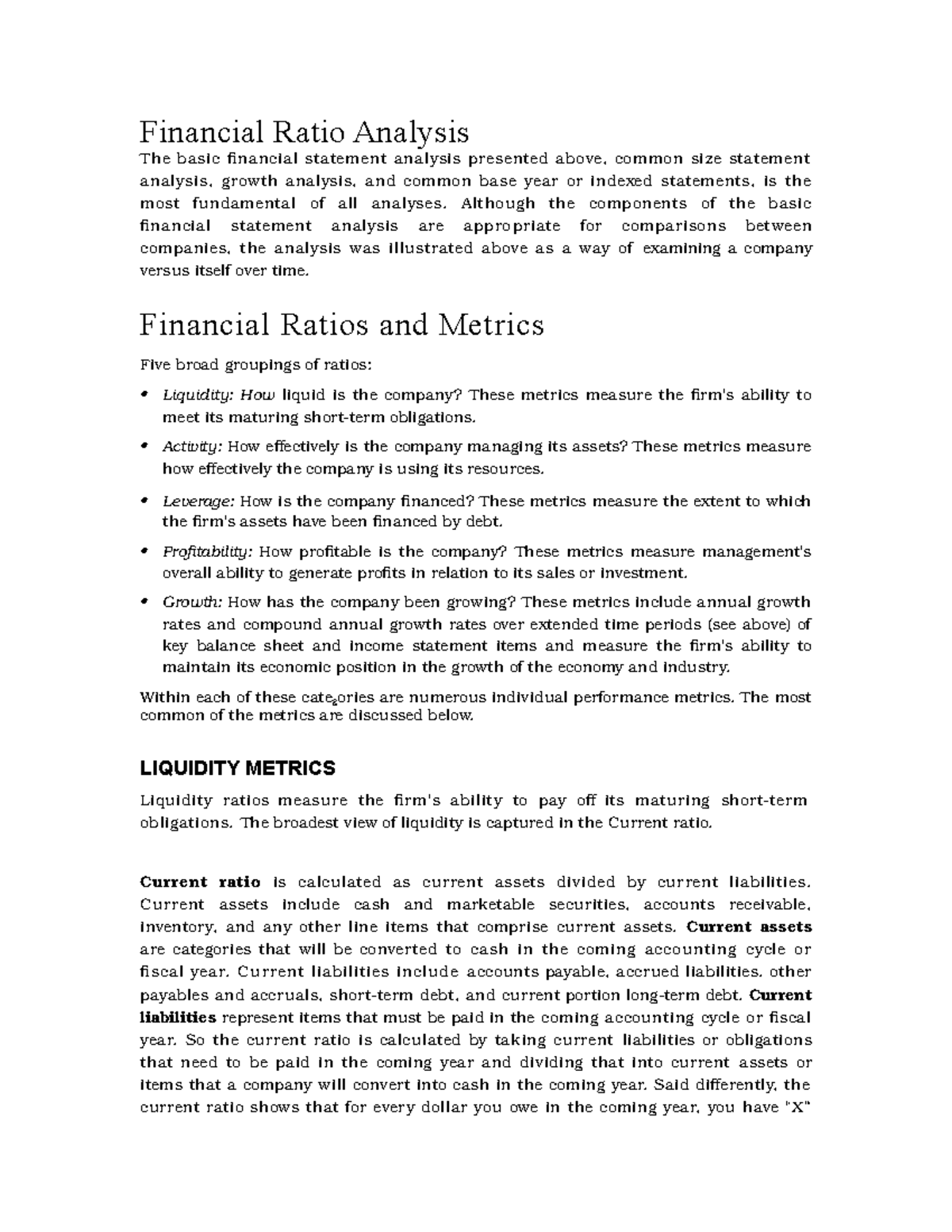 Hershey Financial Ratio Analysis - Cost Accounting - Studocu