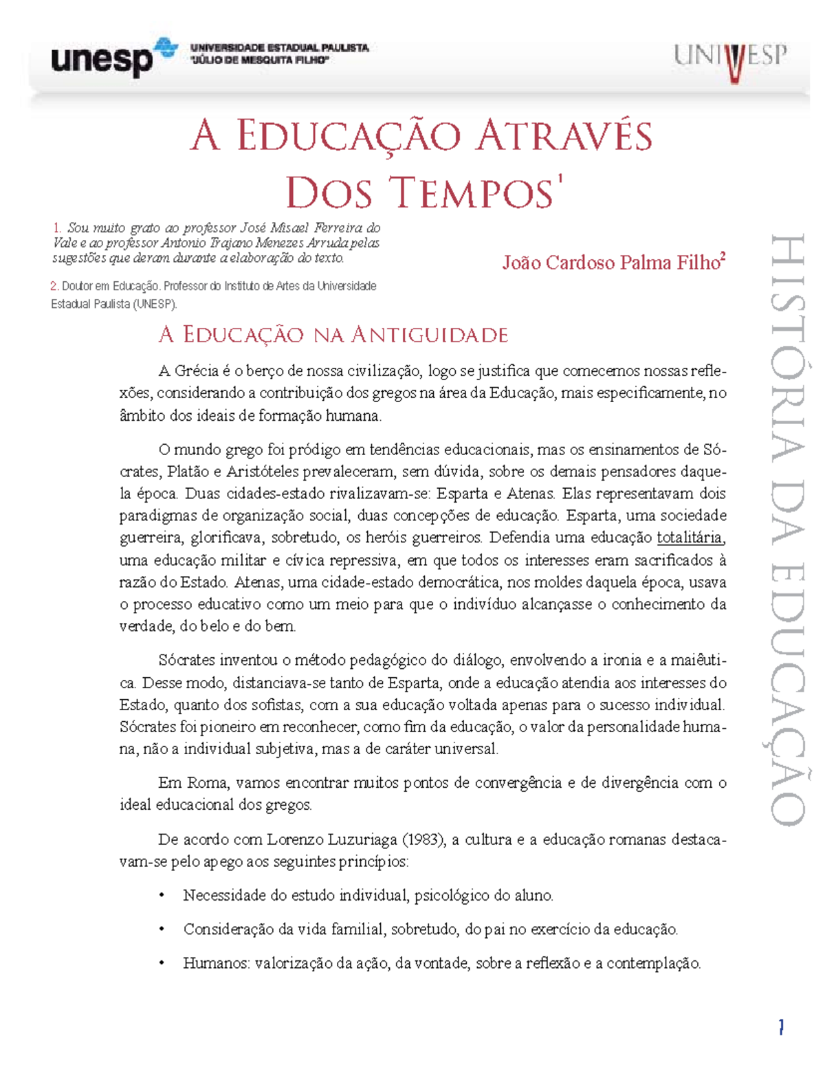 História da educação - história da Educação a Educação atr avés dos ...