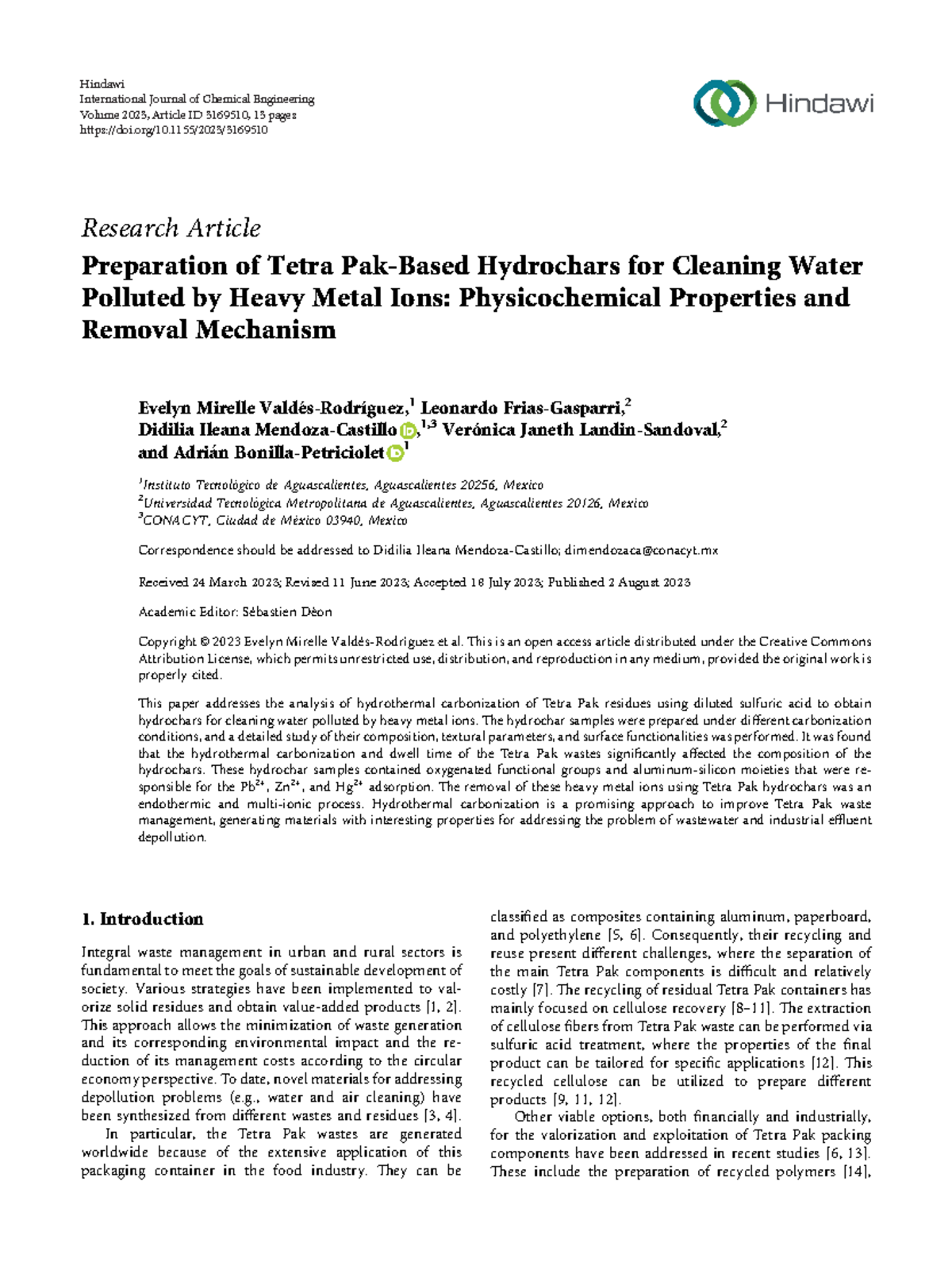 Tetra Pak - Research Article Preparation of Tetra Pak-Based Hydrochars ...