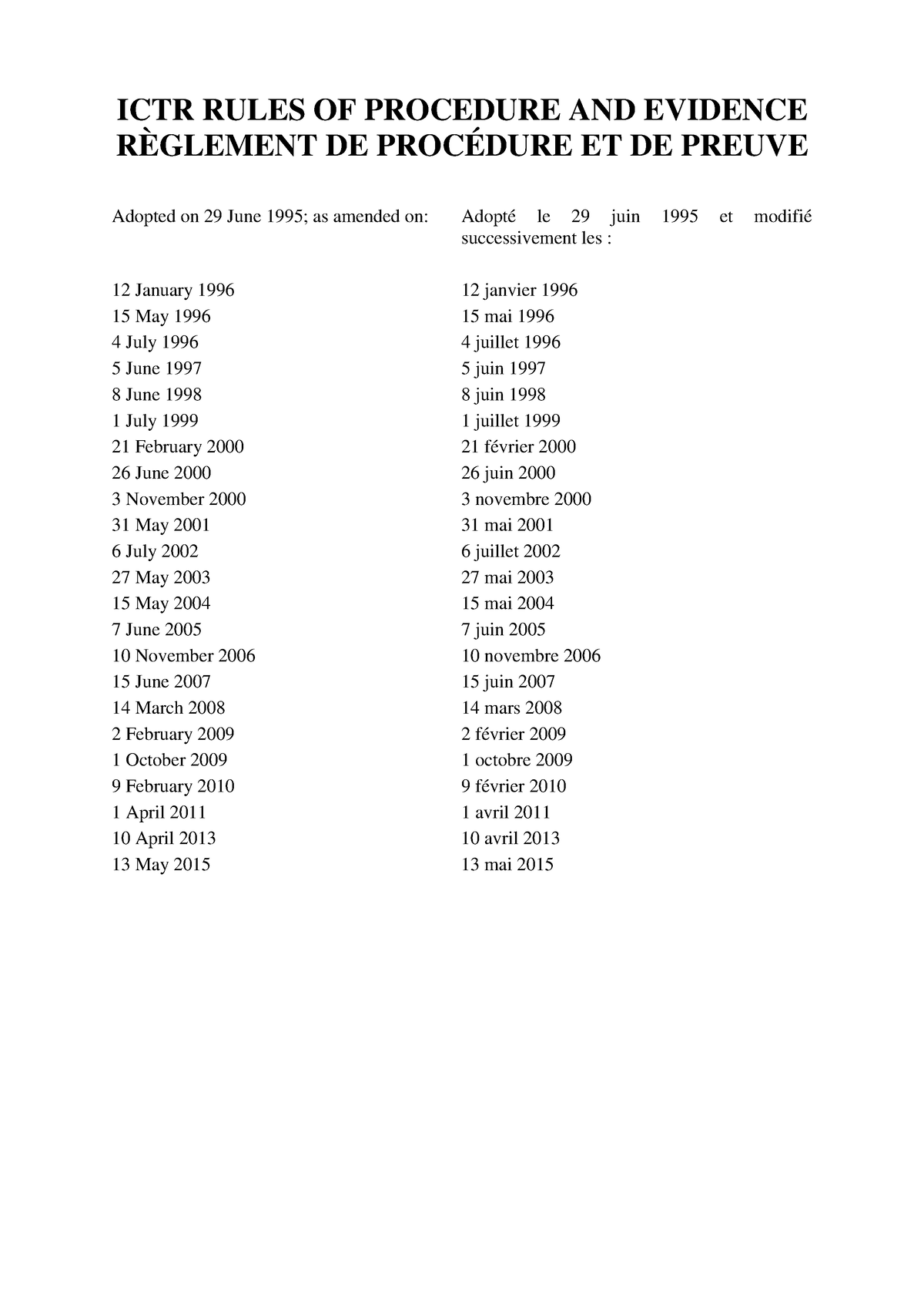 rules of procedure and evidence irmct