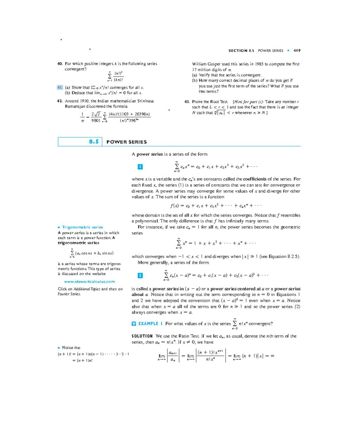 Math work ch - math work - SECTION 8 POWER SERIES 449 40. For which ...