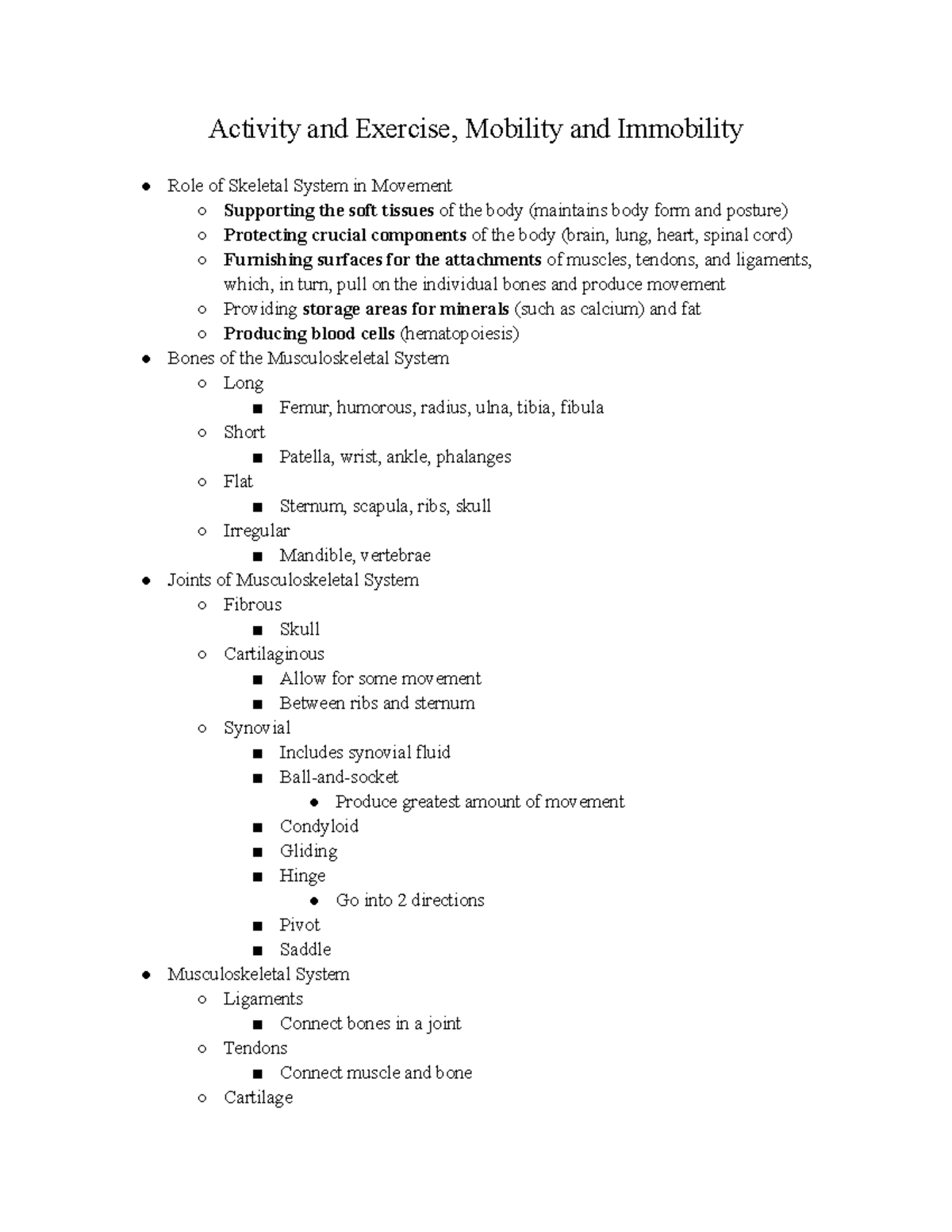 Activity And Exercise, Mobility And Immobility - Nerve Impulses ...