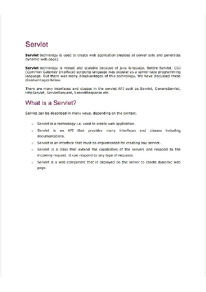 Servlet 2 - BSc Computer Science - Studocu