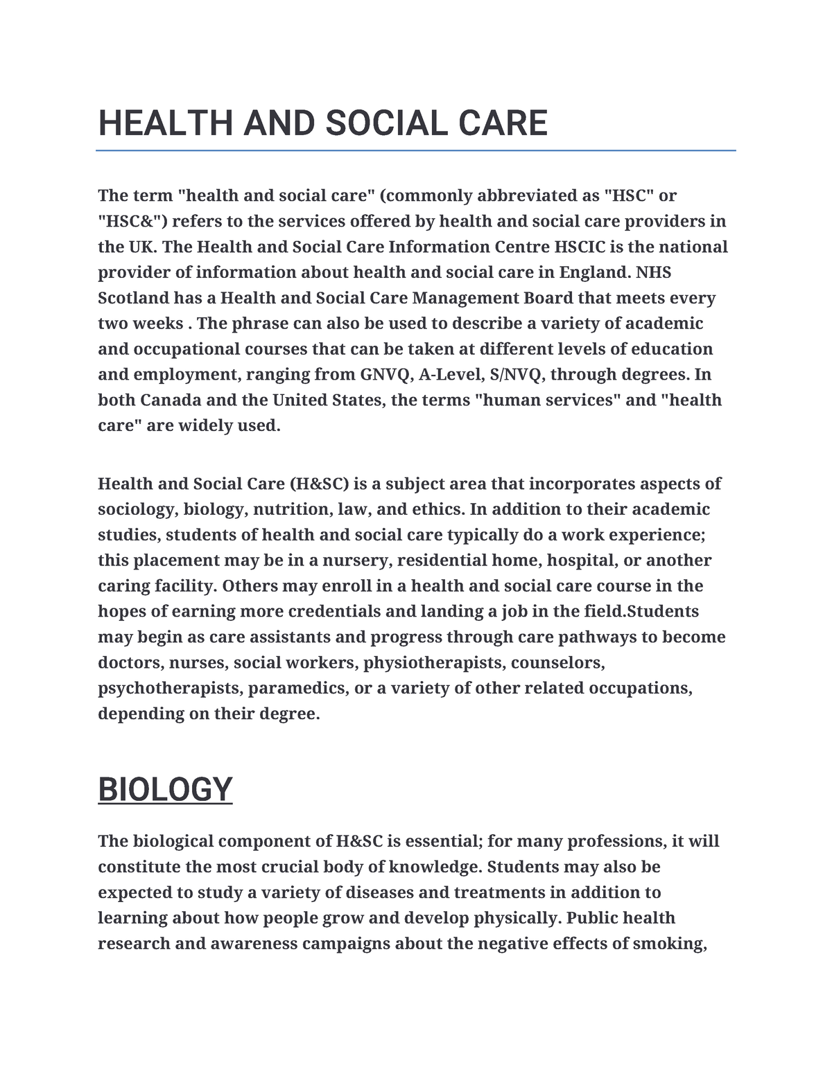 examples of research topics in health and social care