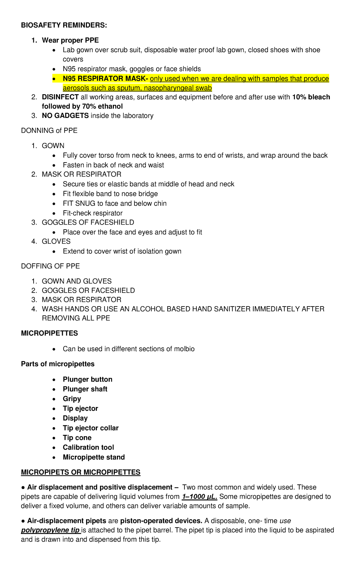 Molbio lab reviewer - Notes about molecular biology - BIOSAFETY ...