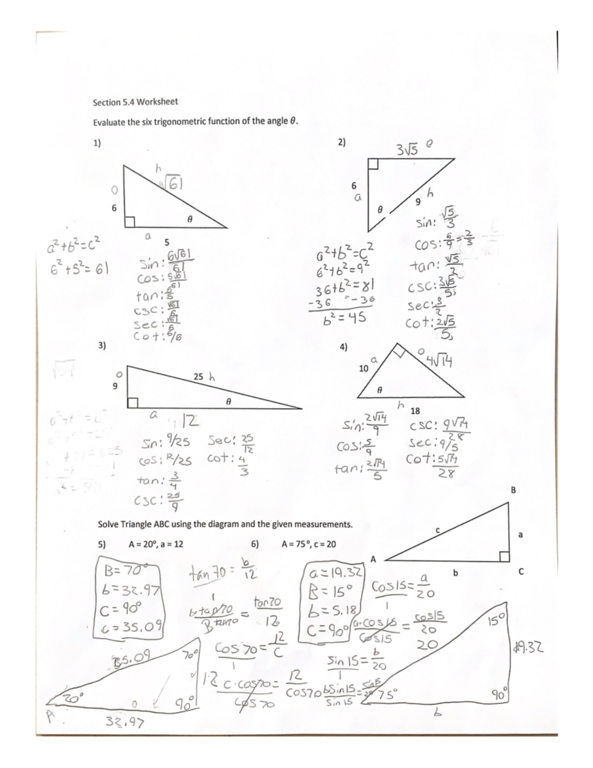 Section 5.4 Worksheet - Work - MAT 165 N1 - Studocu