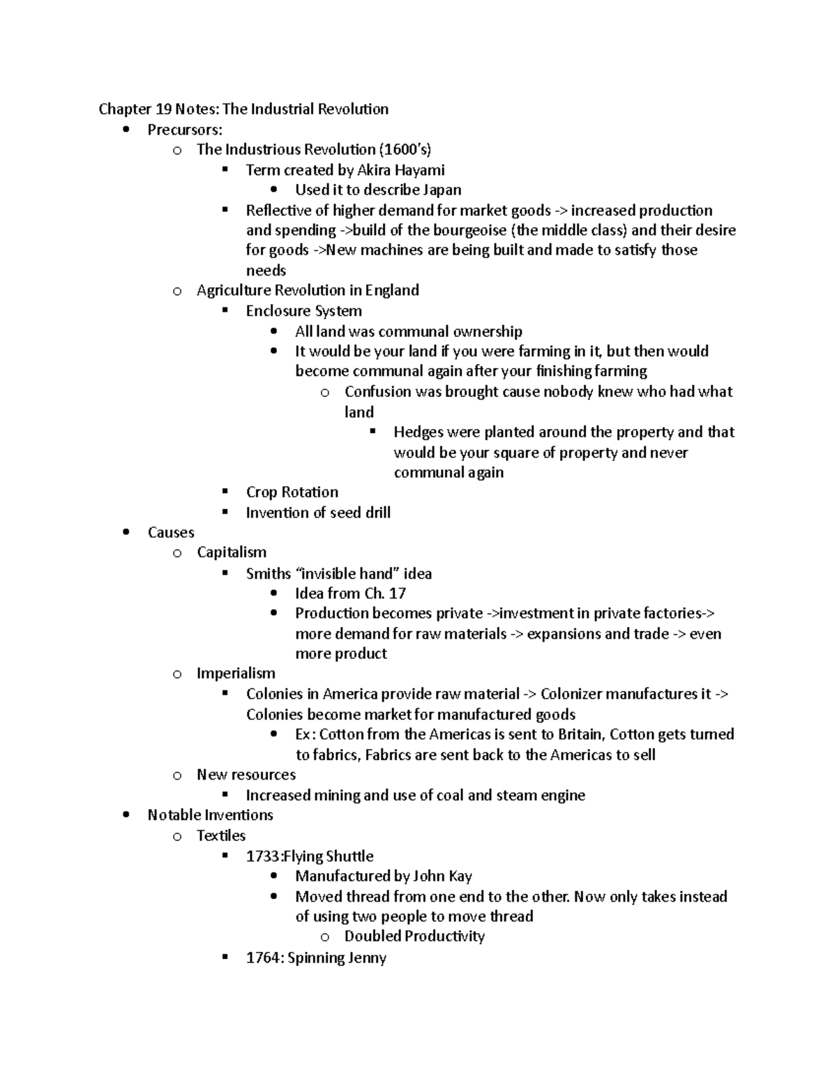 Chapter 19: The Industrial Revolution - Chapter 19 Notes: The ...