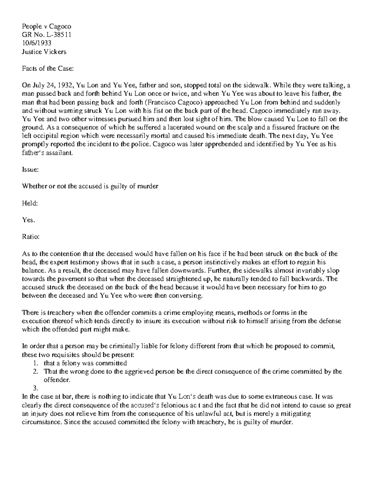 Toaz - nbkjb - People v Cagoco GR No. L- 10/6/ Justice Vickers Facts of ...