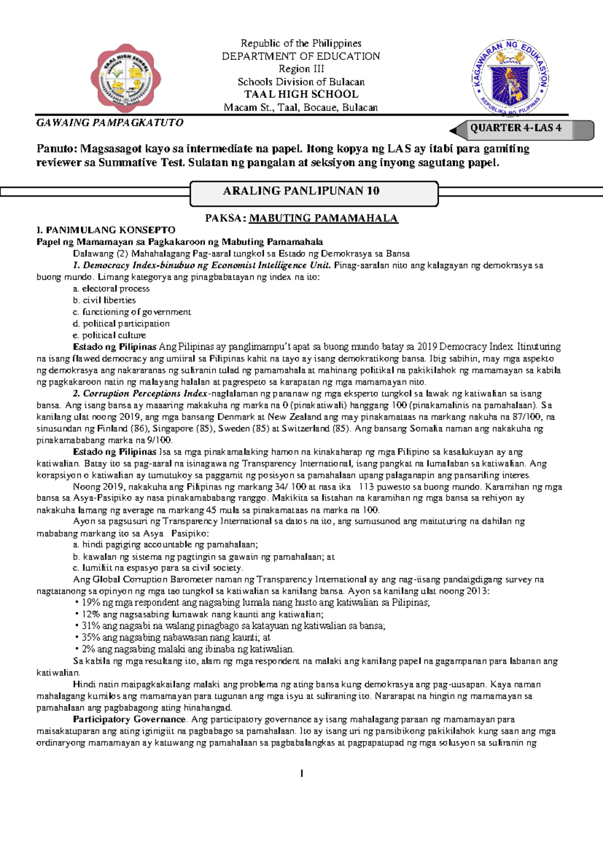 LAS4 Module 4 for students - Republic of the Philippines DEPARTMENT OF ...