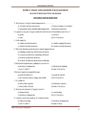 MCQ OSCM Unit 1 - MCQ On Supply Chain Management - MCQ: Unit-1 ...