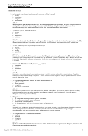 Exam View - Chapter 03 - PATHOPHYSIOLOGY - Copyright © 2019, Elsevier ...