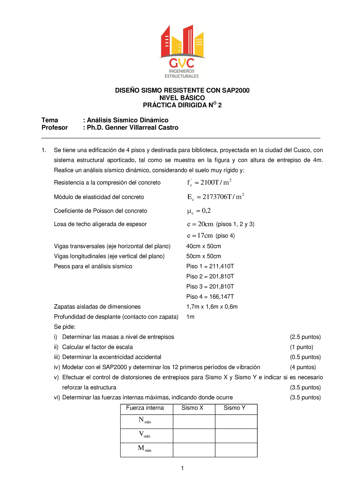 Practica 2 - Examen - 1 DISEÑO SISMO RESISTENTE CON SAP NIVEL BÁSICO ...