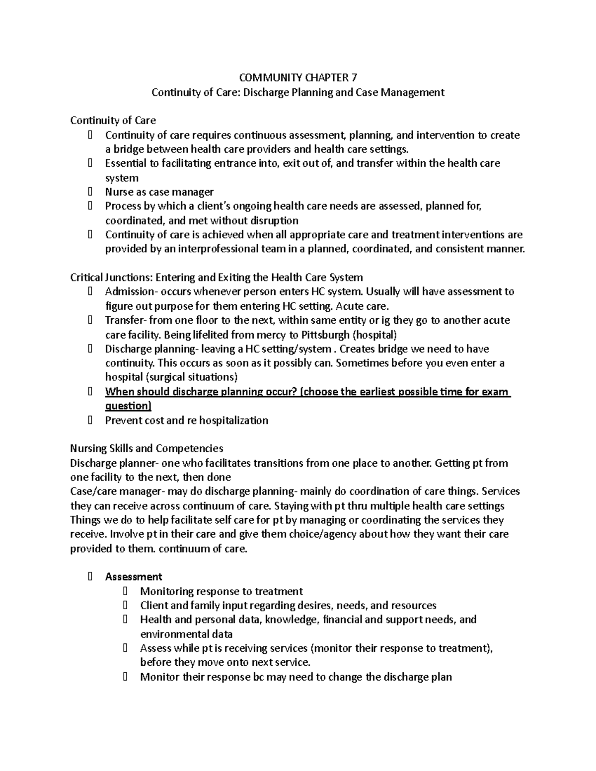 Community Chapter 7 - Dr. Weaver - COMMUNITY CHAPTER 7 Continuity of ...