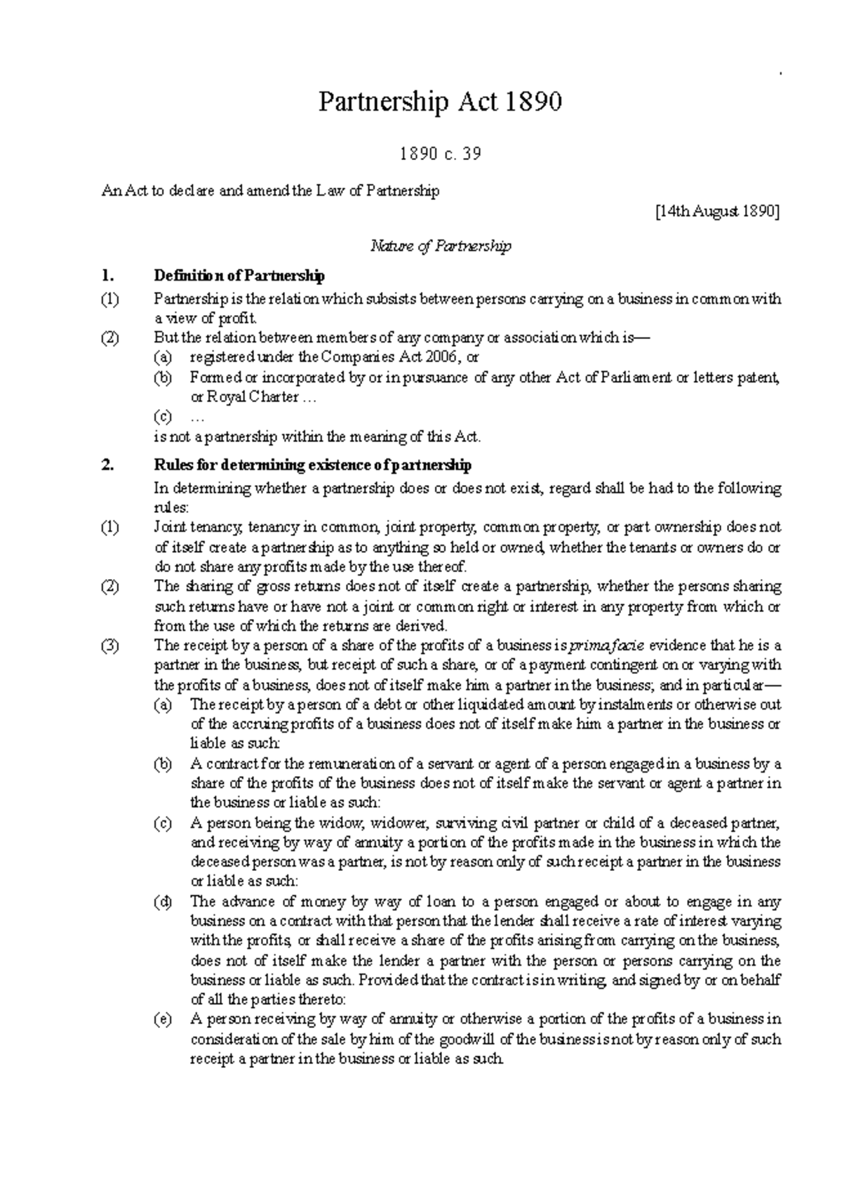 Partnership Act 1890 - ght - Partnership Act 1890 629 Partnership Act ...