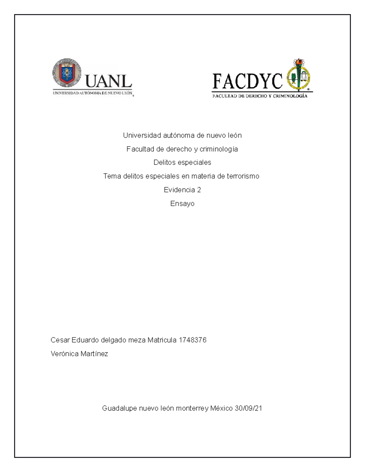 Evidencia 2 - evi2 - Universidad autónoma de nuevo león Facultad de ...