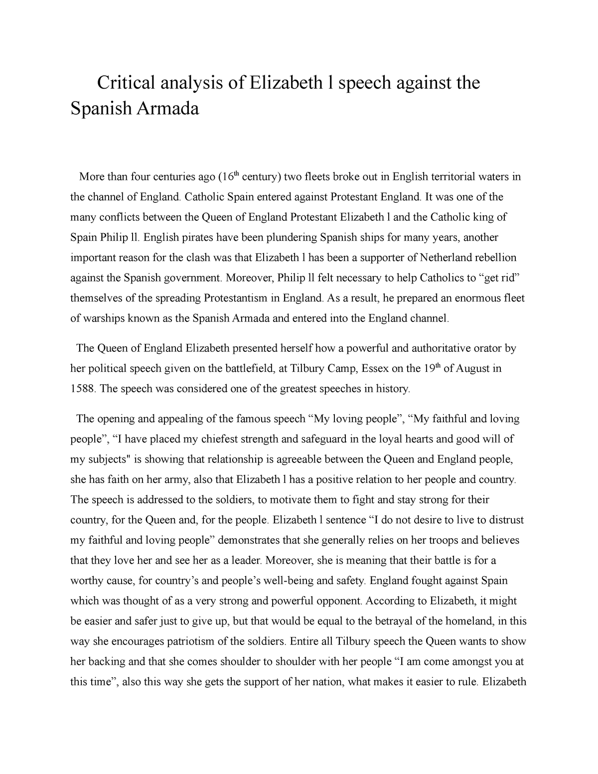 queen elizabeth spanish armada speech