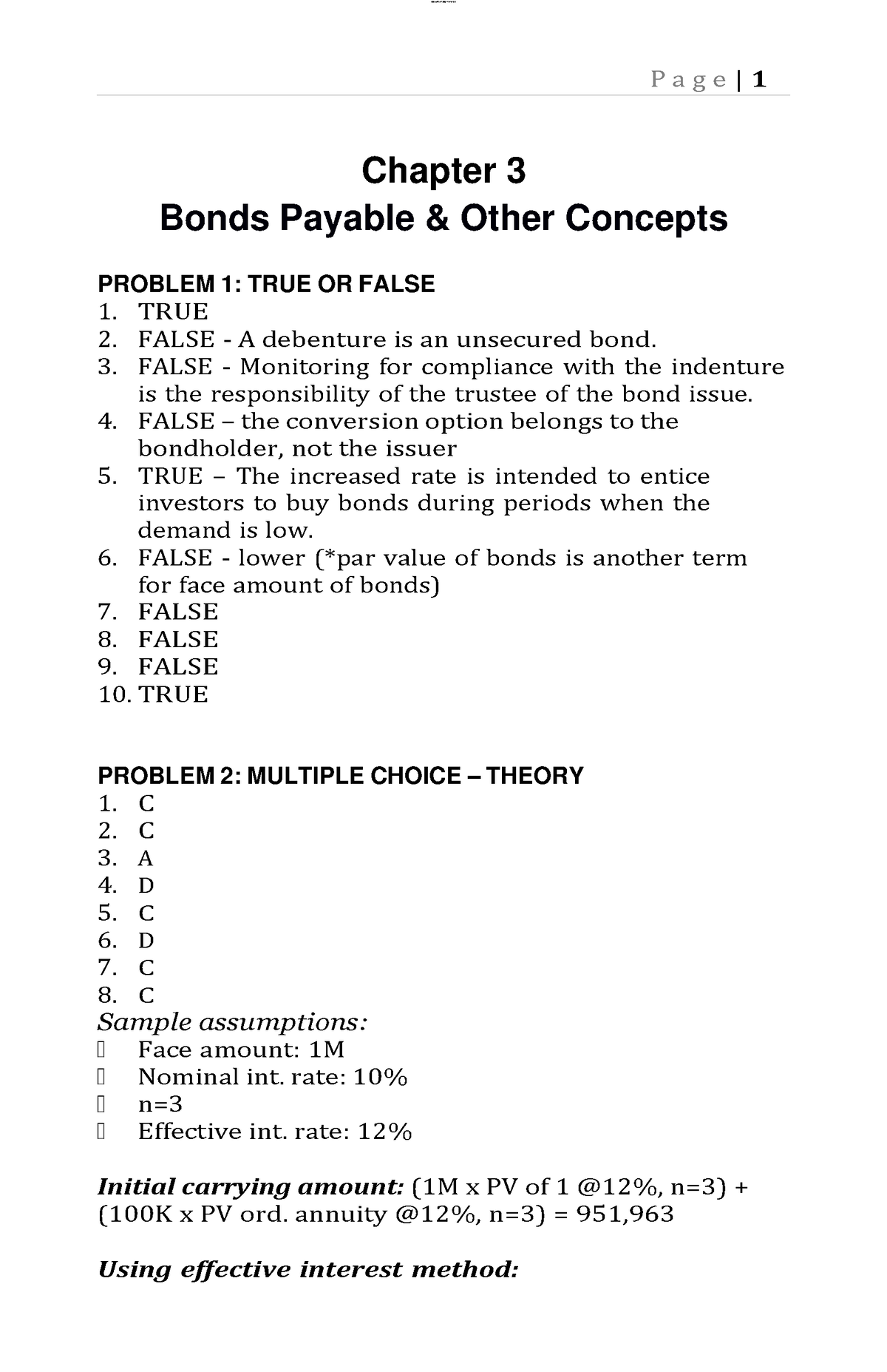 Intermediate Accounting 2 Chapter 3 - P A G E | 1 Chapter 3 Bonds ...